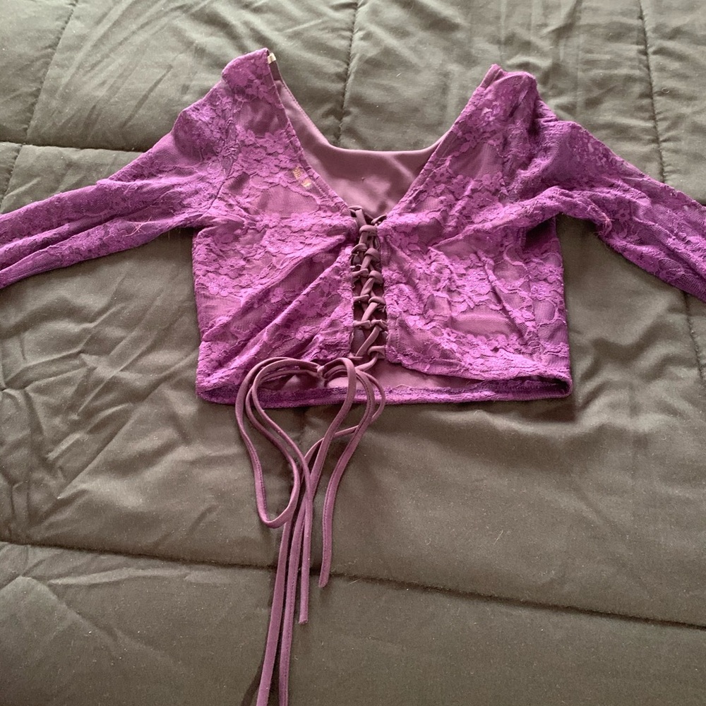 Purple lace crop top